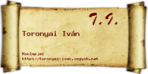 Toronyai Iván névjegykártya